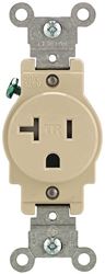 Leviton R51-T5020-0IS Single Receptacle, 20 A, Ivory 