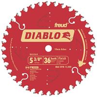 Diablo D0536X Circular Saw Blade, 5-3/8 in Dia x 0.039 in T, 36 Teeth, 0.393 in Arbor 
