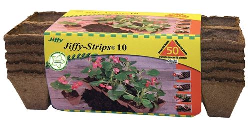 Jiffy JS50 Strip Pot, 4 in L Tray, 10 in W Tray, Sphagnum Peat Moss 