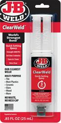 J-b Weld ClearWeld Quick Setting Epoxy Syringe, 25 ml, Carded, Clear, Ammoniacal, Liquid 