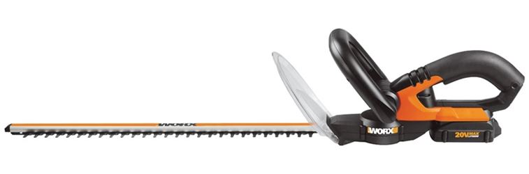 WORX WG261 Cordless Hedge Trimmer, 20 V Battery, Lithium-Ion Battery, 3/4 in Dia x 22 in L Cutting Capacity 