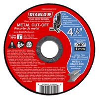 Diablo DBD045040101F Flat Thin Kerf Type 1 Cut-Off Disc, 4-1/2 in Dia, 7/8 in, 13280 rpm, Aluminum Oxide Blend 