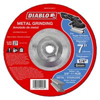 Diablo DBD070250B01F Depressed Center Type 27 Grinding Disc, 7 in Dia, 5/8-11, 8450 rpm, Aluminum Oxide Blend 