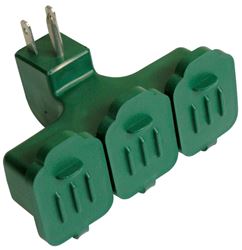 PowerZone Outlet Adapter, 3 Outlet, Green 