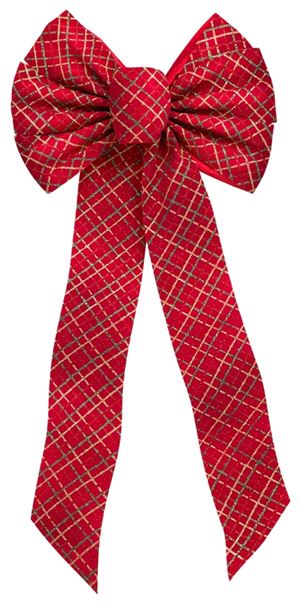 Holidaytrims 6061 Christmas Specialty Decoration, 1 in H, Glittering Bow Plaid, Velvet, Pack of 24
