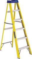 Louisville FS2006 Step Ladder, 6 ft H, Type I Duty Rating, Fiberglass, 250 lb, 5-Step, 124 in Max Reach 