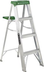 Louisville AS4004 Step Ladder, 102 in Max Reach H, 3-Step, 225 lb, Type II Duty Rating, 3 in D Step, Aluminum 
