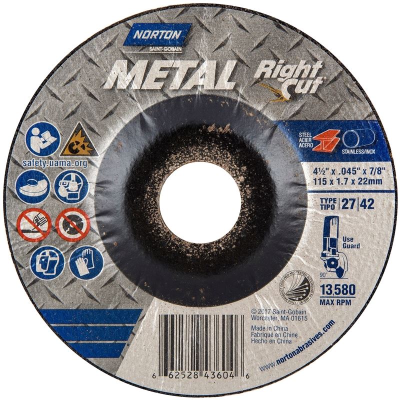 DEWALT DWA4511 Metal Grinding Wheel 4-1//2-Inch x 1//8-Inch x 7//8-Inch