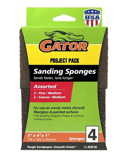 Gator 464805 Multi-Surface Sanding Sponge, 4 in L, 3 in W, Aluminum Oxide  Abrasive #VORG2398071, 464805