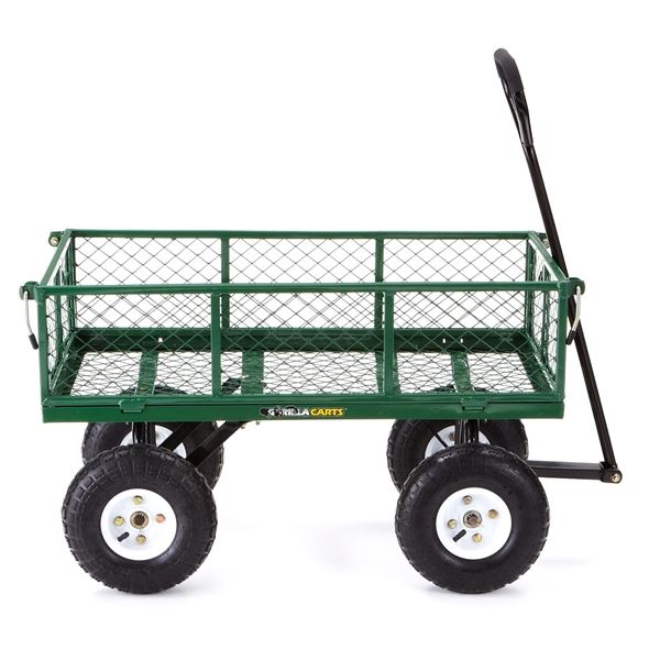 Gorilla Carts GOR400-COM Steel Garden Cart with Removable Sides Green 400-lbs Capacity Pack of 4 