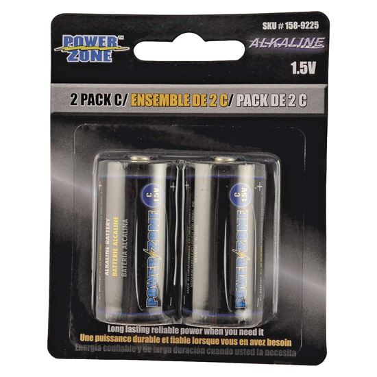 PowerZone LR14-2P-DB Battery, 1.5 V Battery, C Battery, Zinc, Manganese  Dioxide, and Potassium Hydroxide 12 Pack #VORG1589225, LR14-2P-DB