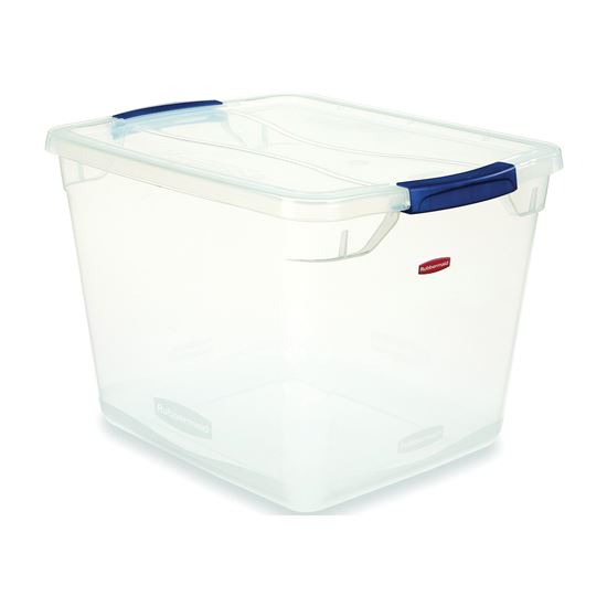 Rubbermaid Clever Store RMCC300014 Storage Container, Plastic, Clear Blue,  16.7 in L, 13.3 in W, 11.3 in H #VORG2018117, RMCC300014