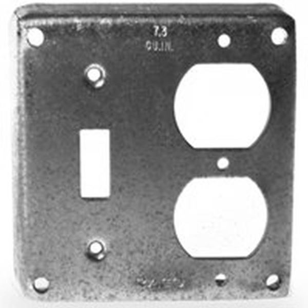 Raco  Square  Steel  Electrical Cover  For 1 Toggle Switch Gray 