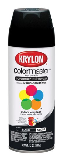 Krylon ColorMaster Black Gloss Spray Paint 12 oz. #VSHE17103, 1601
