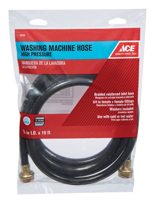 Dia x 4 ft Ultra Dynamic Products  3/8 in L Rubber  Washing Machine Hose 
