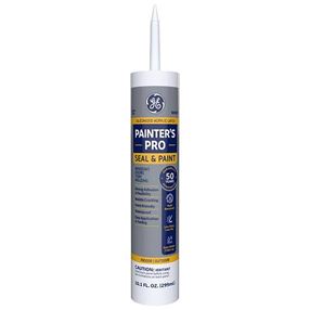 GE Painter's Pro Siliconized Acrylic 2874436 Caulk, White, 2 to 7 days Curing, 10 fl-oz Cartridge, Pack of 12