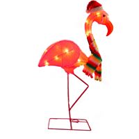 Incandescent Clear 34 in. Lighted Flamingo Christmas Yard Decor 