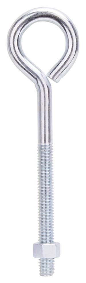 ProSource LR286 Eye Bolt, 9.5 mm Thread, Machine Thread, 3 in L Thread, 1-5/8 in Dia Eye, 292 lb Working Load, Steel, Pack of 10
