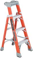 Louisville FXS1504 Cross Step Ladder, 4 ft H, Type IA Duty Rating, Fiberglass, 300 lb, 4-Step, 102 in Max Reach 