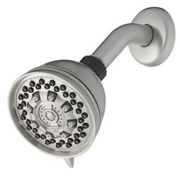 Waterpik XAT-619E Shower Head, Round, 1.8 gpm, 1/2 in Connection, 6-Spray Function, Brushed Nickel 