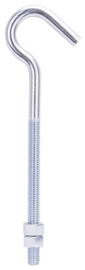 ProSource LR326 Hook Bolt, 9.3 mm Thread, 4 in L Thread, 7-1/4 in L, Steel, Zinc, Pack of 10