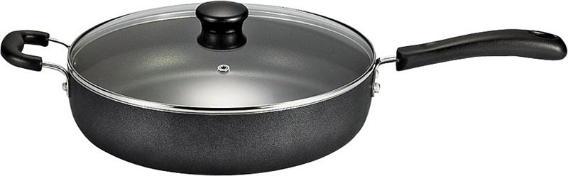 T-fal B3629064 Fry Pan, 12 in Dia, Aluminum, Black, Non-Stick: Yes, Dishwasher Safe: Yes 2 Pack 