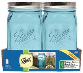 Ball 1440069055 Vintage Jar, 32 oz Capacity, Glass, Aqua, 8 in L, 3 in W, 7 in H 2 Pack 