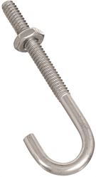 National Hardware N232-876 J-Bolt, 3/16 in Thread, 1-1/2 in L Thread, 2-1/2 in L, 40 lb Working Load, Steel, Zinc, Pack of 10 