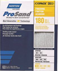 NORTON ProSand 07660768168 Sanding Sheet, 11 in L, 9 in W, Fine, 180 Grit, Aluminum Oxide Abrasive, Paper Backing 