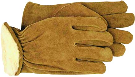 Boss 4176J Gloves, Mens, XL, Keystone Thumb, Open, Shirred Elastic Back Cuff, Cowhide Leather, Brown 