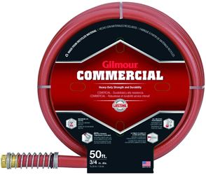 Gilmour 840501-1001 Professional Commercial Hose, 3/4 in, 50 ft L, Coupling, Rubber/Vinyl, Red 