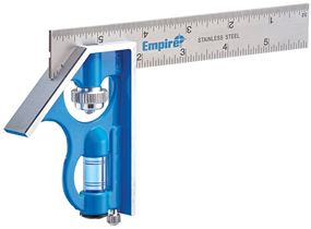 Empire True Blue Series E255 Combination Square, 6 in L Blade, SAE Graduation, Stainless Steel Blade