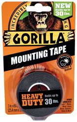 Gorilla 6055002 Heavy-Duty Mounting Tape, 60 in L, 1 in W, Black 