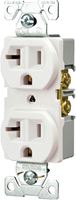 Eaton Wiring Devices BR20W Duplex Receptacle, 2 -Pole, 20 A, 125 V, Back, Side Wiring, NEMA: 5-20R, White 