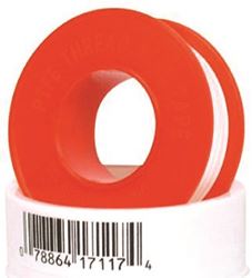Harvey 017117B Thread Seal Tape, 520 in L, 1/2 in W, PTFE, Red/White 