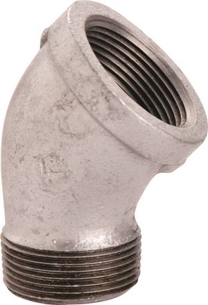 ProSource PPG121-25 Pipe Elbow, 1 in, Male x Female, 45 deg Angle, Steel, SCH 40 Schedule, 300 psi Pressure