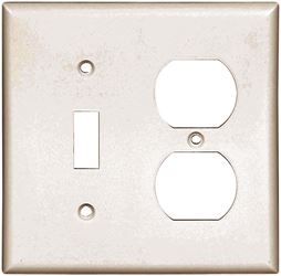 Eaton Cooper Wiring 2138W-BOX Combination Wallplate, 4-1/2 in L, 4.56 in W, 2 -Gang, Thermoset, White, High-Gloss, Pack of 10 