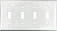 Eaton Wiring Devices 2154W-BOX Wallplate, 4-1/2 in L, 8.19 in W, 4 -Gang, Thermoset, White, High-Gloss 