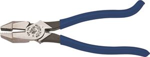 Klein Tools D213-9ST Ironworker's Plier, 9-3/8 in OAL, Blue Handle, Hook Bend Handle, 1-1/4 in W Jaw, 1.594 in L Jaw