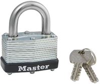 Master Lock 500D Laminated Padlock, Different Key, 9/32 in Dia Shackle, Steel Shackle, Steel Body, 1-3/4 in W Body 