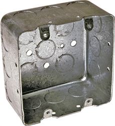 Raco 683 Square Box, 2-Gang, 17-Knockout, 1/2, 3/4 in Knockout, Steel, Gray, Pre-Galvanized, Screw 