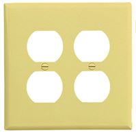 Eaton PJ82V Outlet Wallplate, 6 in L, 5-1/4 in W, 2-Gang, Polycarbonate, Ivory, High-Gloss, Screw 