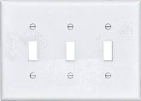 Eaton PJ3W Wallplate, 6-3/4 in L, 4.83 in W, 3-Gang, Polycarbonate, White, High-Gloss, Pack of 15 