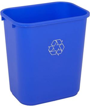 CONTINENTAL COMMERCIAL 2818-1 Recycling Waste Basket, 28.125 qt Capacity, Plastic, Blue