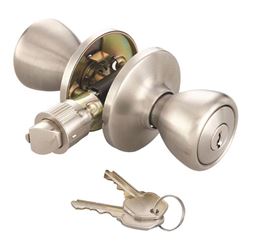 ProSource Mobile Home Entry Knob, Brass, Stainless Steel, Pack of 3 