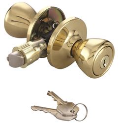ProSource T-5764PB-ET Mobile Home Entry Lockset, Knob Handle, Polished Brass, Brass, KA3, KW1 Keyway, 3 Grade, Pack of 3 