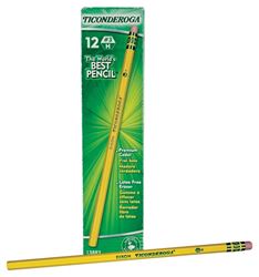 TICONDEROGA 13883 Pencil, Medium Hard Lead, Wood Barrel 6 Pack 
