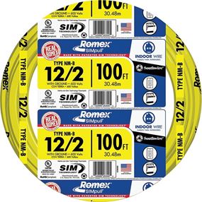 Romex 12/2NM-WGX100 Building Wire, 12 AWG Wire, 2 -Conductor, 100 ft L, Copper Conductor, PVC Insulation