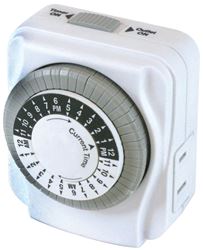 PowerZone TNI2423 Electromechanical Timer, 15 A, 125 V, 1875 W, 2-Outlet, 24 hrs Time Setting, White 