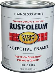 RUST-OLEUM STOPS RUST 7797502 Protective Enamel, Semi-Gloss, White, 1 qt Can